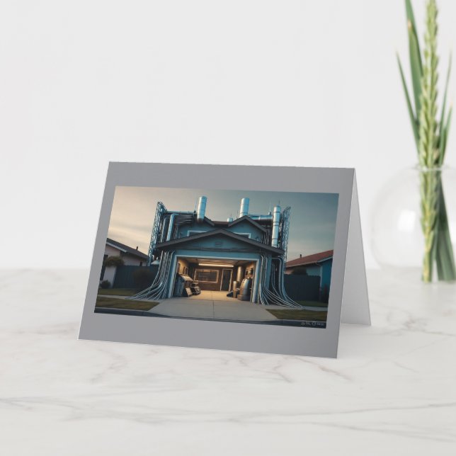 Garage Tech Upgrade greeting card Feiertagskarte (Vorderseite)