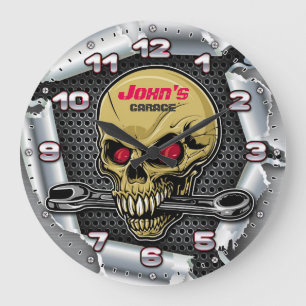Garage Tools Man Cave Personalizable Retro-Style Große Wanduhr