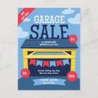 Garage Verkauf Postkarte Ankündigung
