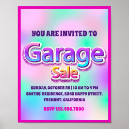 Garage Yard Sale Pink Glitzer Holographic Poster