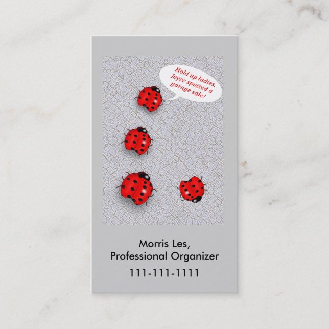 Garagenflohmarkt Damen-Bugs Humorous bezogen Visitenkarte (Vorderseite)