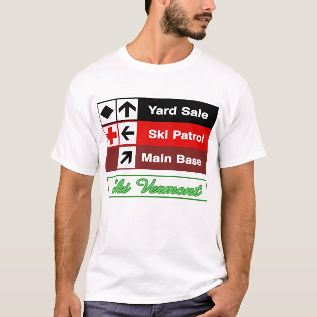 Garagenflohmarkt-Ski-Patrouillen-Ski-Hinterzeichen T-Shirt (Vorderseite)