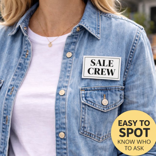 Garagenverkauf-Crew-Button | Hofflohmarkt-Helfer-A Button (Make your garage sale run smoother with an easy way to identify helpers. )