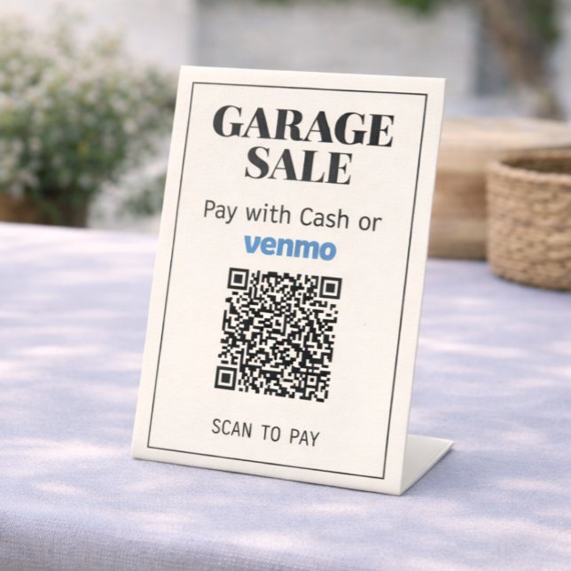 Garagenverkauf QR-Code Schild | Venmo & Barzahlung (Make checkout fast, easy, and convenient at your garage sale.)
