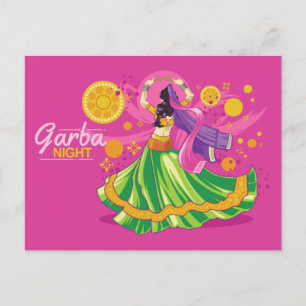 Garba Night Dancer, rosa Einladungspostkarte