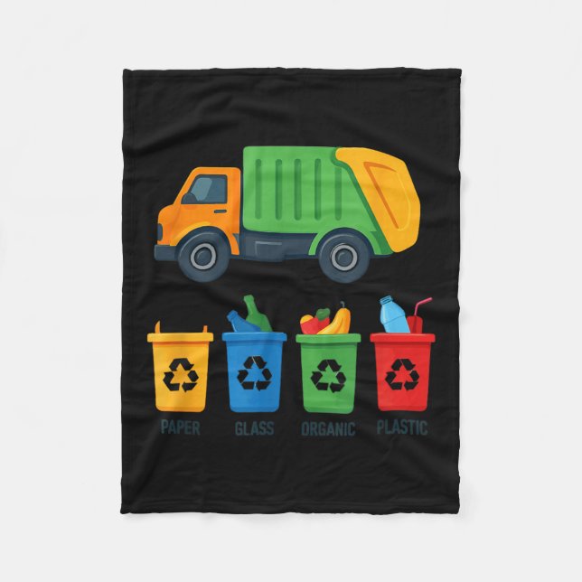 Garbage Day Recycling Truck Kids Boys Toddlers Gir Fleecedecke (Vorderseite)