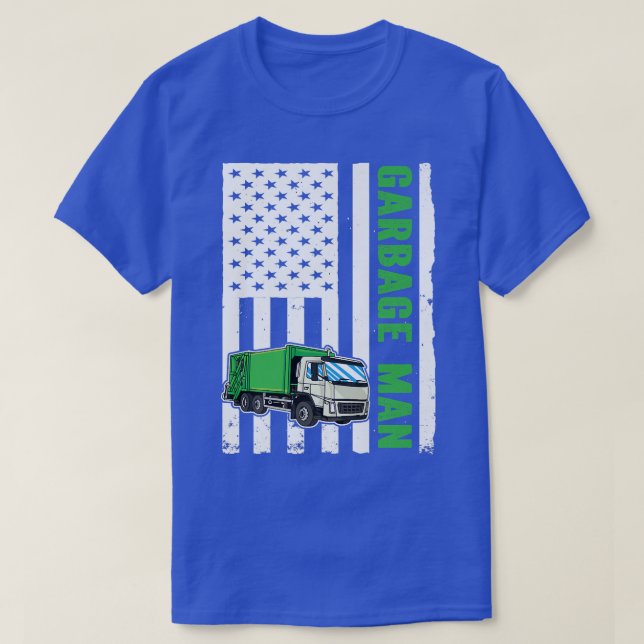 Garbage Man US Flag Garbage Truck T-Shirt (Design vorne)