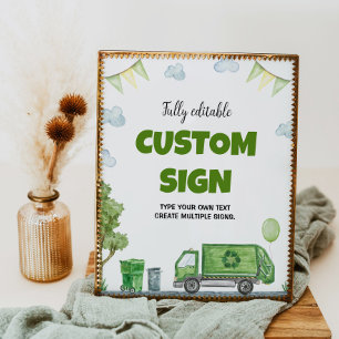 Garbage Trash Truck Geburtstagsparty Tafelschild Poster