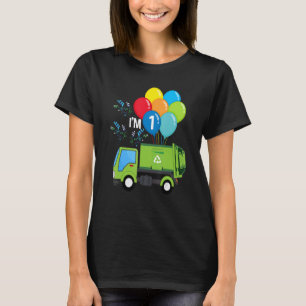 Garbage Truck 1. Geburtstag Fahrzeug Grüne Ballons T-Shirt