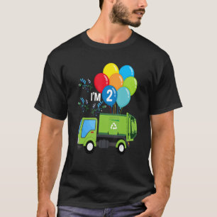 Garbage Truck 2. Geburtstag Fahrzeug Grüne Ballons T-Shirt