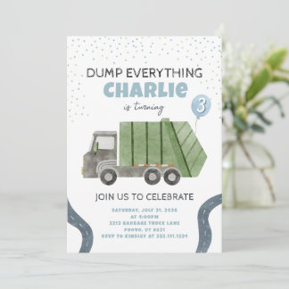 Garbage Truck Birthday Party Invitation Einladung