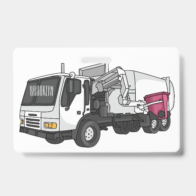 Garbage truck cartoon illustration ausweis (Vorderseite)
