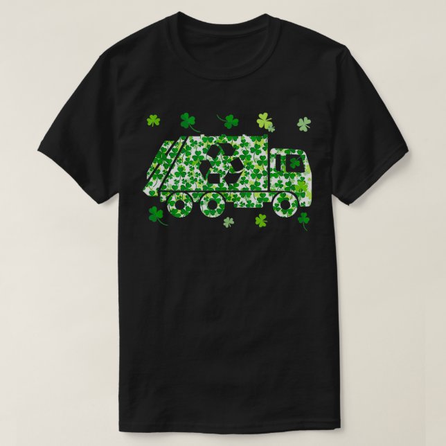 Garbage Truck Clovers Gestalten St Patricks Day Dr T-Shirt (Design vorne)