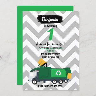 Garbage Truck Geburtstagseinladung für Junge oder Einladung