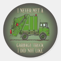 Garbage Truck Green Operator Zitat Kids Sticker