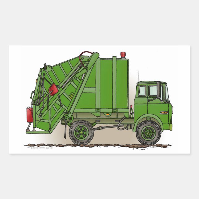 Garbage Truck Green Rechteckiger Aufkleber (Vorderseite)