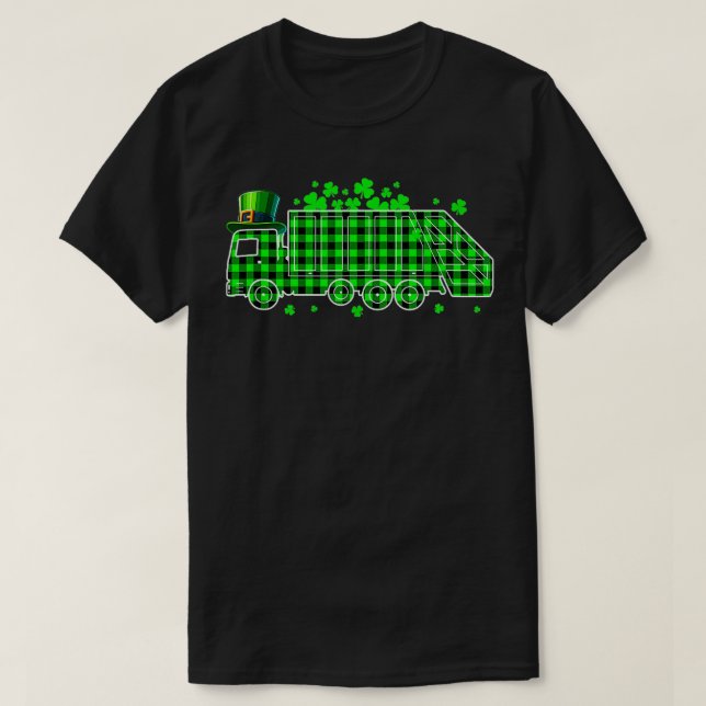Garbage Truck Kleeblatts Patricks Day Driver Costu T-Shirt (Design vorne)