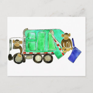 Garbage Truck Monkey Postkarte