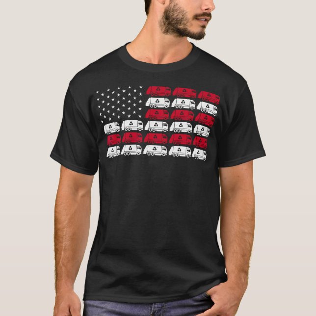 Garbage Truck Usa American Flag Patriotic Men Wome T-Shirt (Vorderseite)