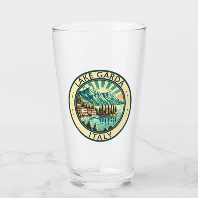 Gardasee - Italien Illustration Reisen Kunst, Dich Glas (Vorderseite)