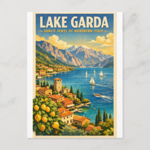 Gardasee, Italien, in klassischem Retro-Stil Postkarte