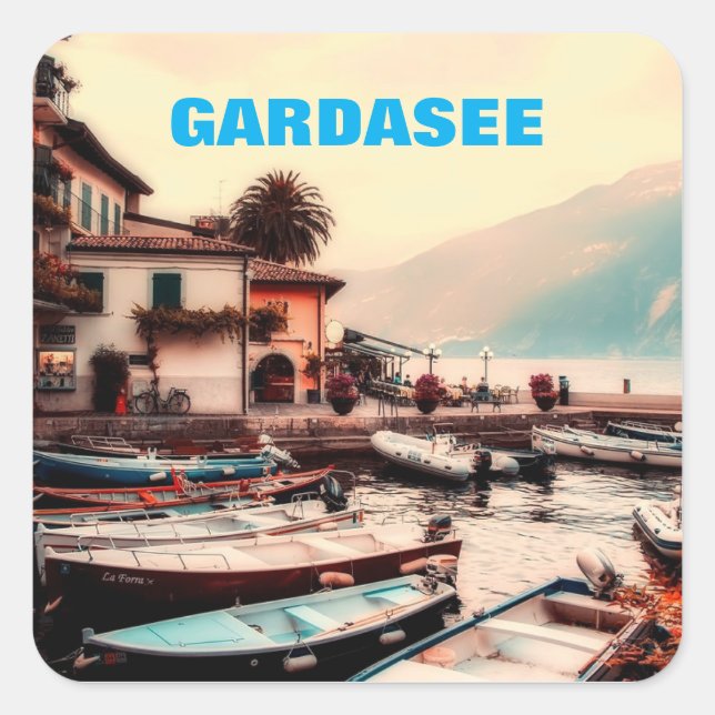 Gardasee Italien Quadratischer Aufkleber (Vorderseite)