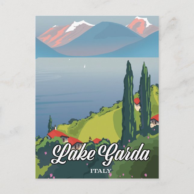 Gardasee Italien Reiseplakat Postkarte (Vorderseite)