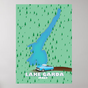 Gardasee Italien Reiseposter Karte Poster