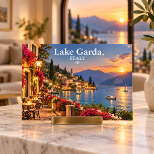 Gardasee Italien Sonnenuntergang Seeblick Dorf Rei Postkarte