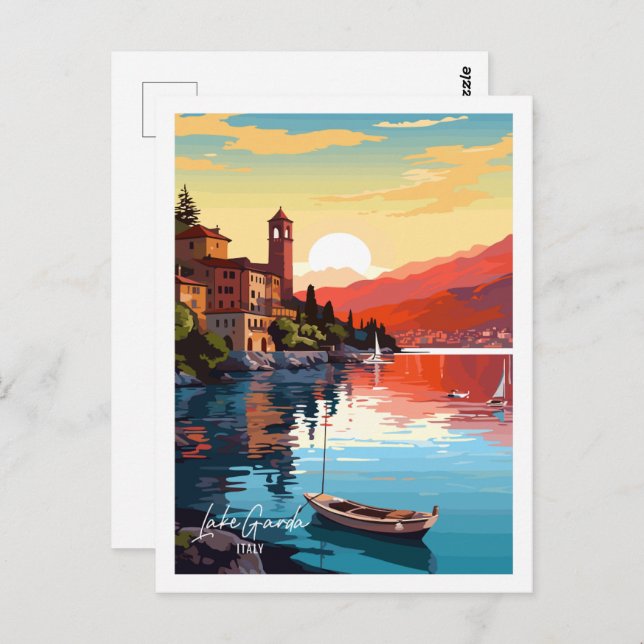 Gardasee Italien Vintage Postkarte (Vorne/Hinten)