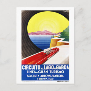 Gardasee Italien Vintage Reisen Plakat Restauriert Postkarte