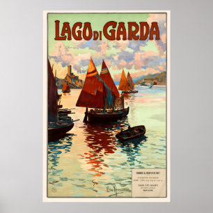 Gardasee Italien Vintage Reiseposter Druck Poster