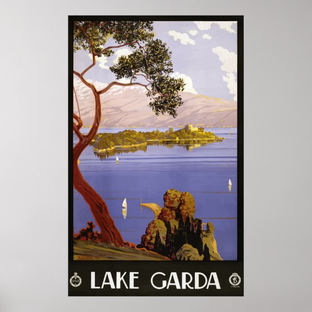 Gardasee, Italien Vintage Travel Poster (Vorne)