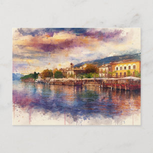 Gardasee (Lago di Garda) - Wasserfarbspritzer Postkarte