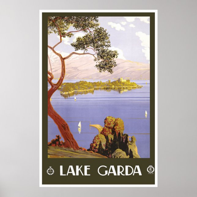 "Gardasee" Vintages italienisches Reiseplakat Poster (Vorne)
