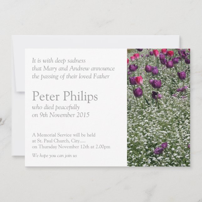 Garden 1 Tulips Gedenkfeier Ankündigung (Vorderseite)