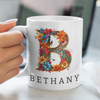 Garden Alphabet Letter B Monogram Coffee Tasse