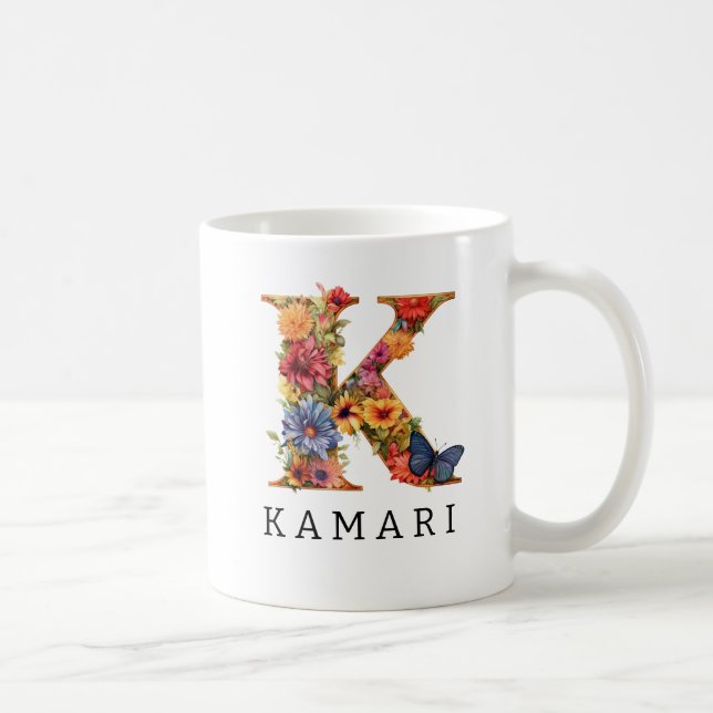Garden Alphabet Letter K Monogram Coffee Tasse (Rechts)