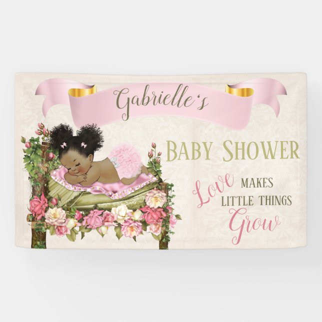 Garden Baby Dusche Girl Schlafbett Rose Banner (Horizontal)