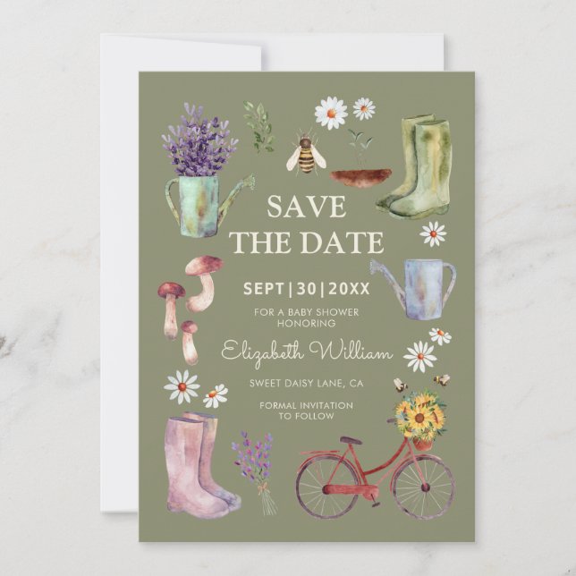 Garden Baby Dusche Save the Date Karte (Vorderseite)