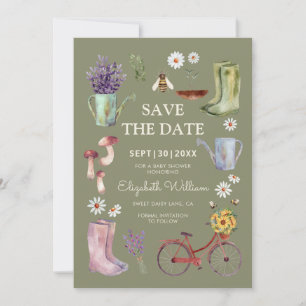 Garden Baby Dusche Save the Date Karte