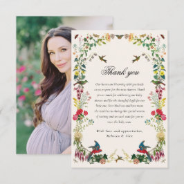 Garden Baby Shower Elegant Botanical Floral Photo Dankeskarte