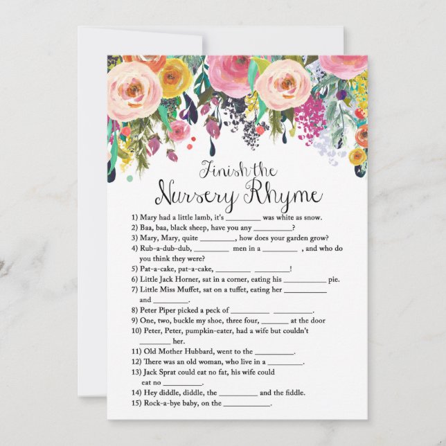 Garden Baby Showspiel Antworten auf die 12x18 Einladung (Vorderseite)