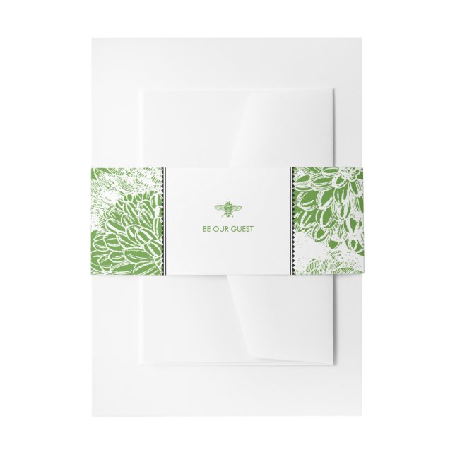 Garden Bee Toile Green Invitation Bly Band (Vorderseite Beispiel)