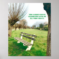 Garden Bench Zitat Blaue Herbstsonne Grünes Gras A