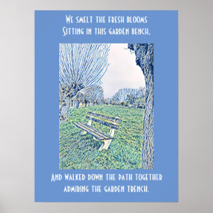 Garden Benz Zitat Blaue Herbstsonne Abstrakte Kuns Poster