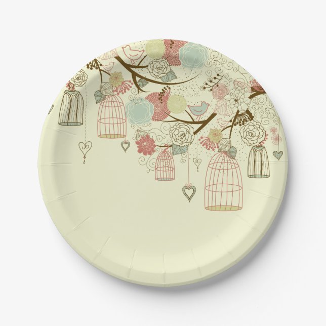 Garden Bird Cage Paper Plate Pappteller (Vorderseite)