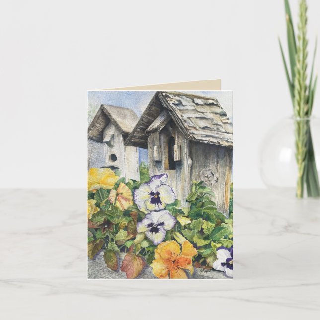 Garden Birdhouse Karte (Vorderseite)