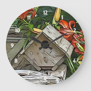 Garden Birdhouse Wall Clock Große Wanduhr