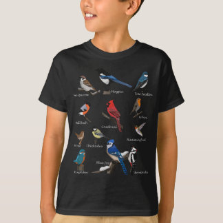 Garden Birds Kardinal Blue Jay Hummingbird Robin W T-Shirt